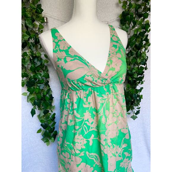 Old Navy Made in Indonesia Floral Green and Tan Mini Dress Women’s Size Small - Picture 5 of 9